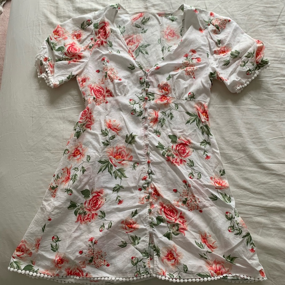 FLORAL LINEN BABY DOLL DRESS